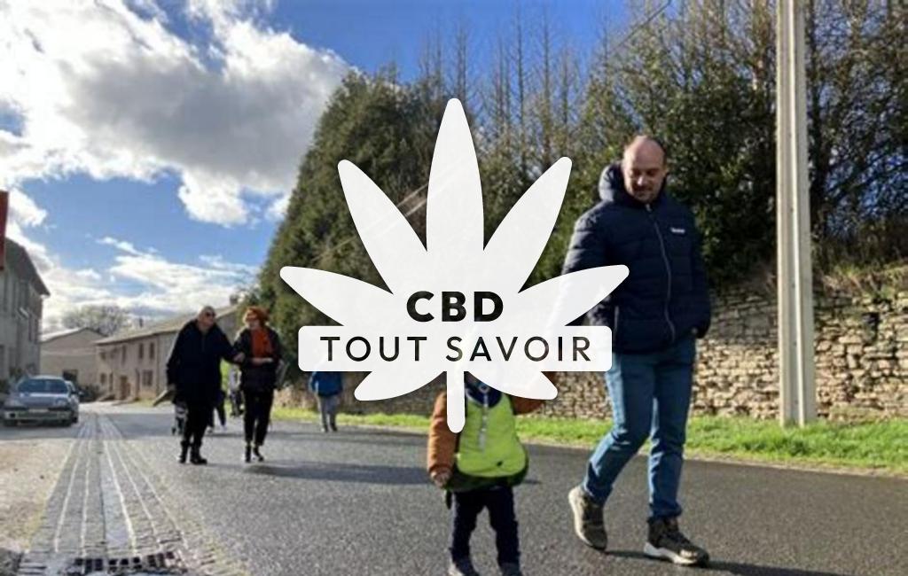 Village à Domnom-les-Dieuze avec feuille Cannabis CBD