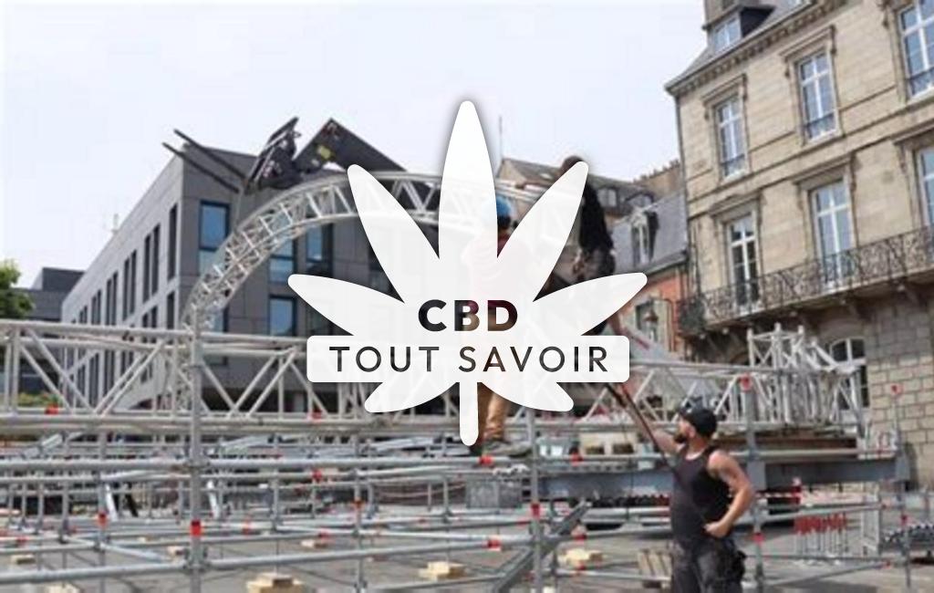 Village à Saint-Francois-Lacroix avec feuille Cannabis CBD