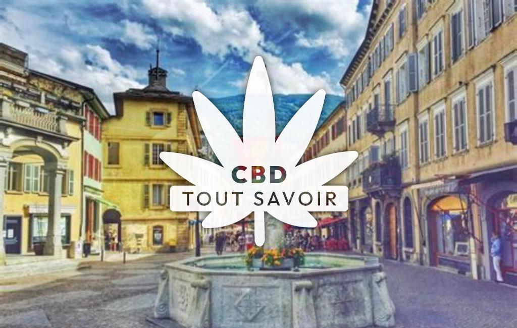 Village à Suisse avec feuille Cannabis CBD