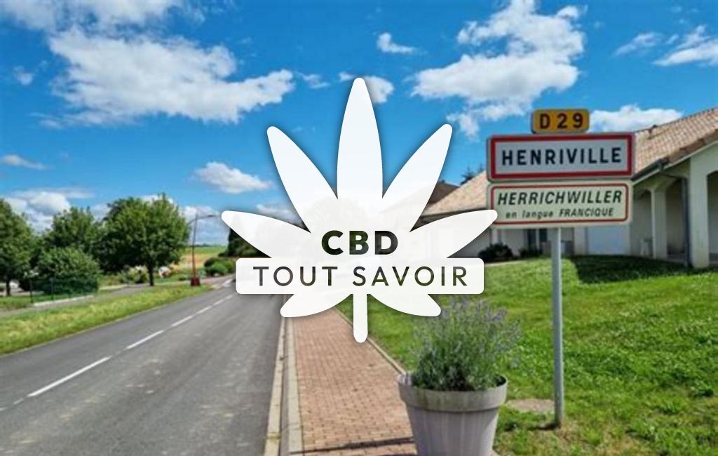 Village à Henriville avec feuille Cannabis CBD