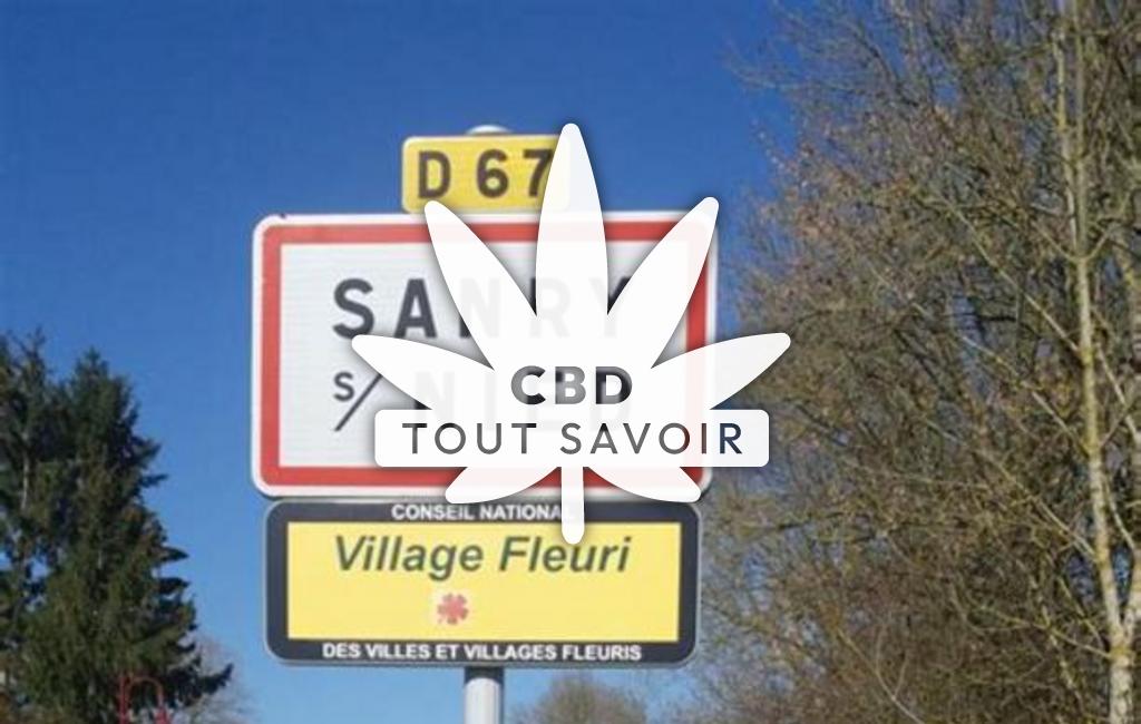 Village à Sanry-sur-Nied avec feuille Cannabis CBD