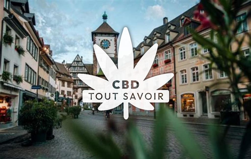 Village à Fribourg avec feuille Cannabis CBD
