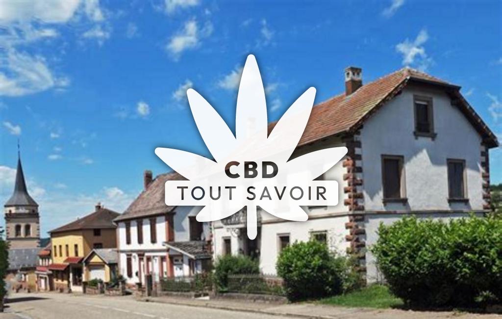 Village à Harreberg avec feuille Cannabis CBD