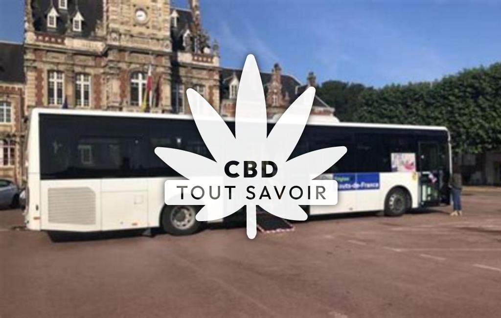 Village à Bus avec feuille Cannabis CBD