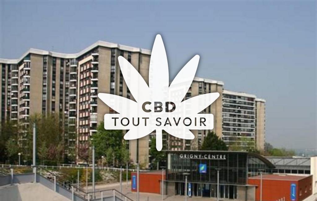 Village à Grigny avec feuille Cannabis CBD