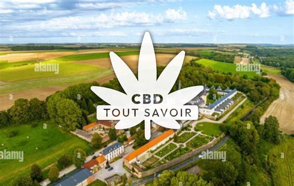 Village à Neuville-sous-Montreuil avec feuille Cannabis CBD
