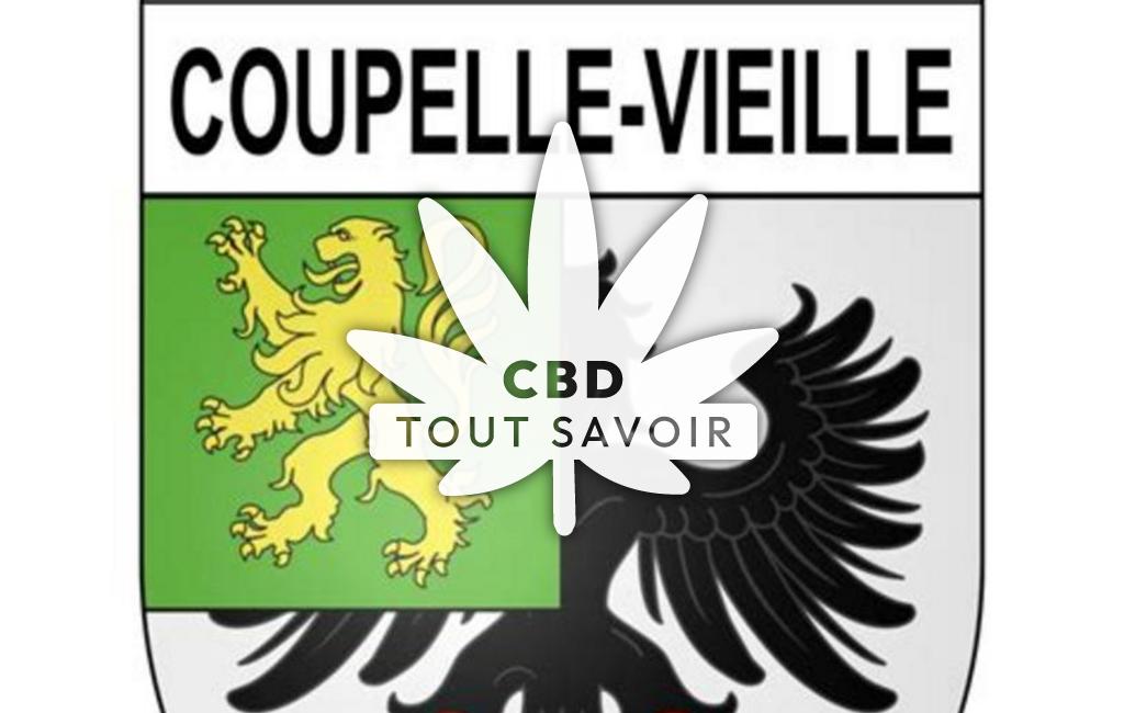 Village à Coupelle-Vieille avec feuille Cannabis CBD
