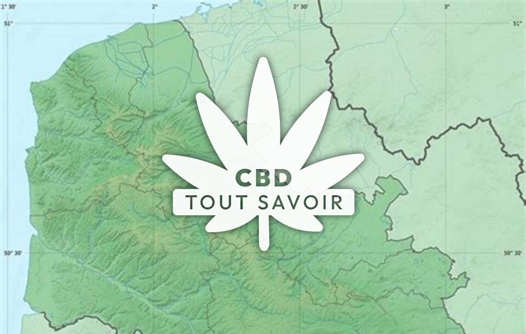 Village à Morval avec feuille Cannabis CBD