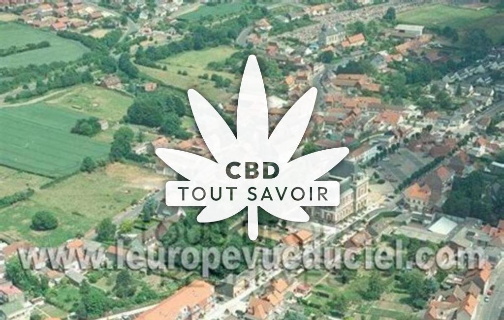 Village à Calonne-Ricouart avec feuille Cannabis CBD