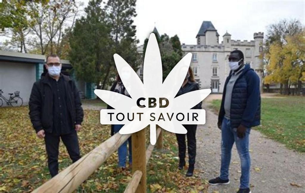 Village à Pessat-Villeneuve avec feuille Cannabis CBD
