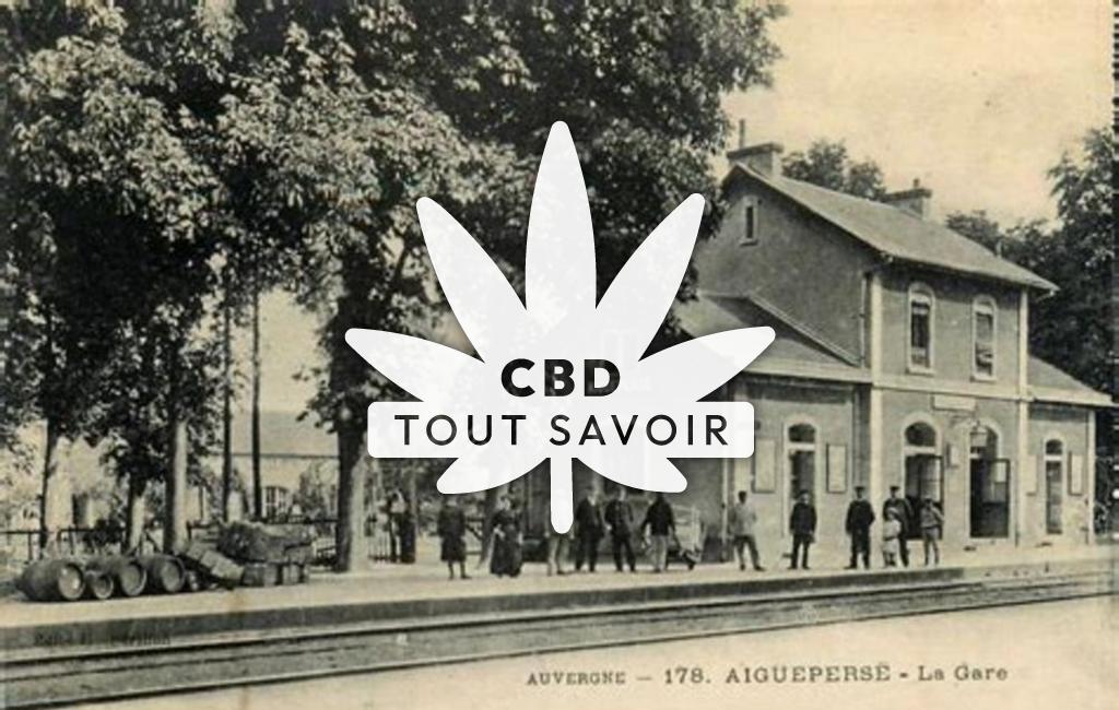 Village à Aigueperse avec feuille Cannabis CBD