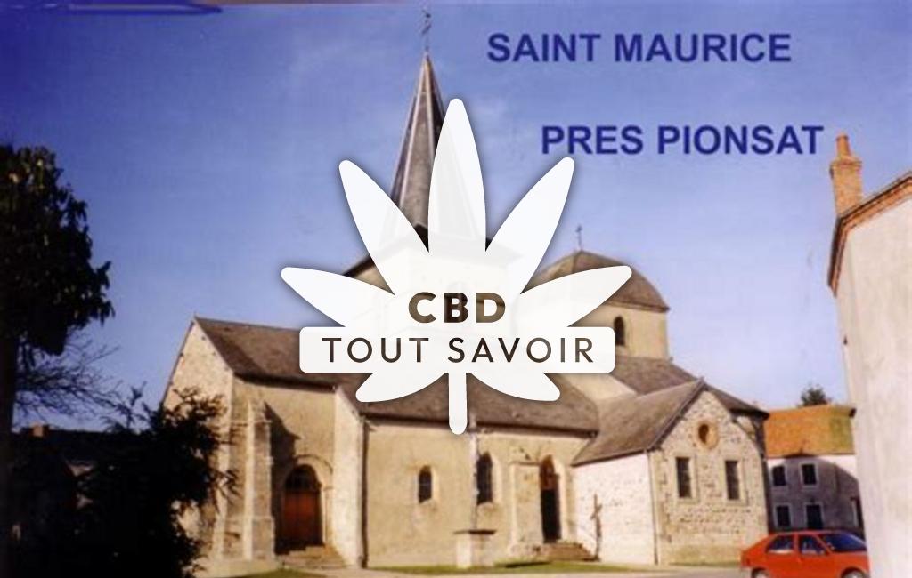 Village à Saint-Maurice-Pres-Pionsat avec feuille Cannabis CBD