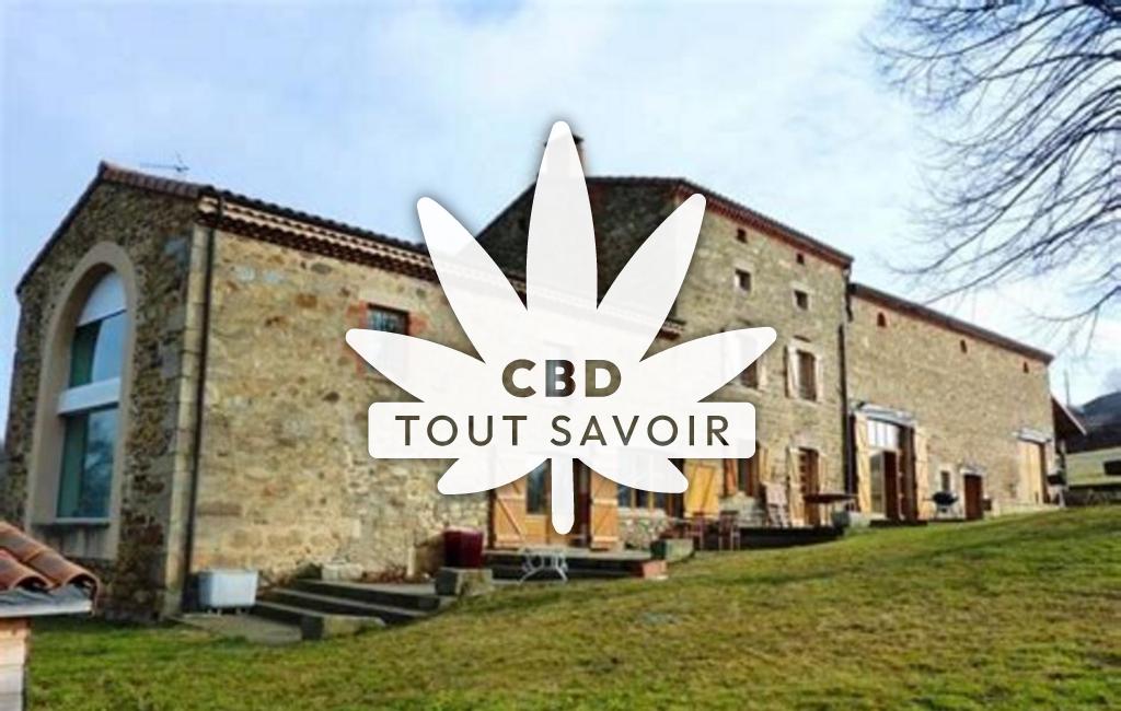 Village à Condat-les-Montboissier avec feuille Cannabis CBD
