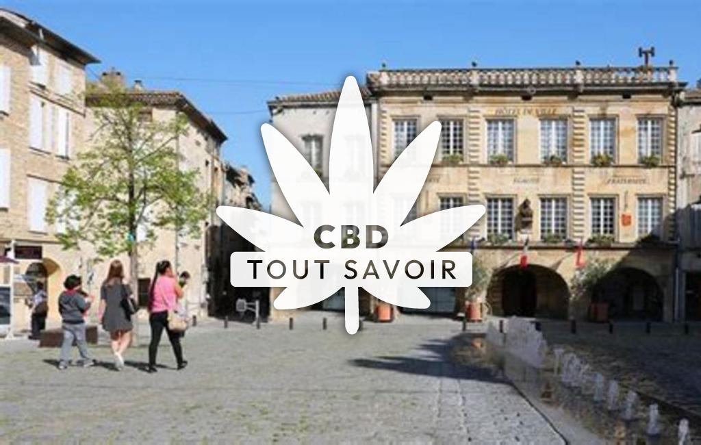 Village à Bagnols avec feuille Cannabis CBD