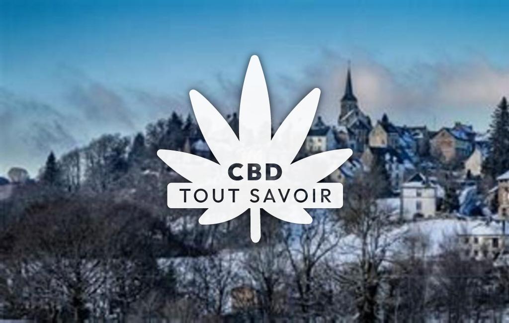 Village à Saint-Sauves-D'Auvergne avec feuille Cannabis CBD