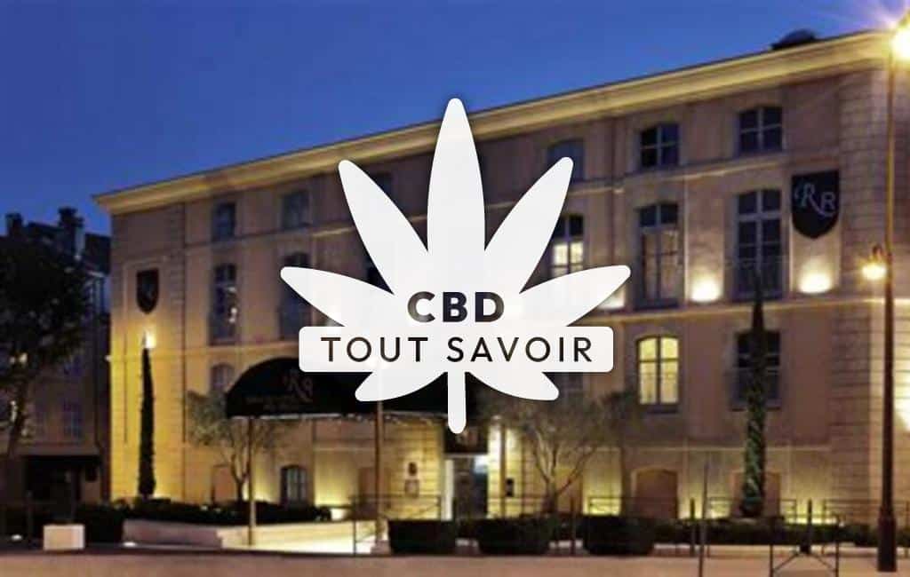 Village à Aix-la-Fayette avec feuille Cannabis CBD