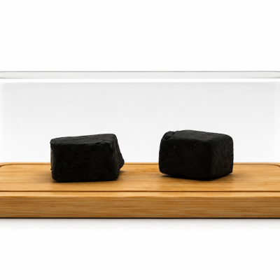 Black Bombay Résine CBD Premium sous cloche de présentation