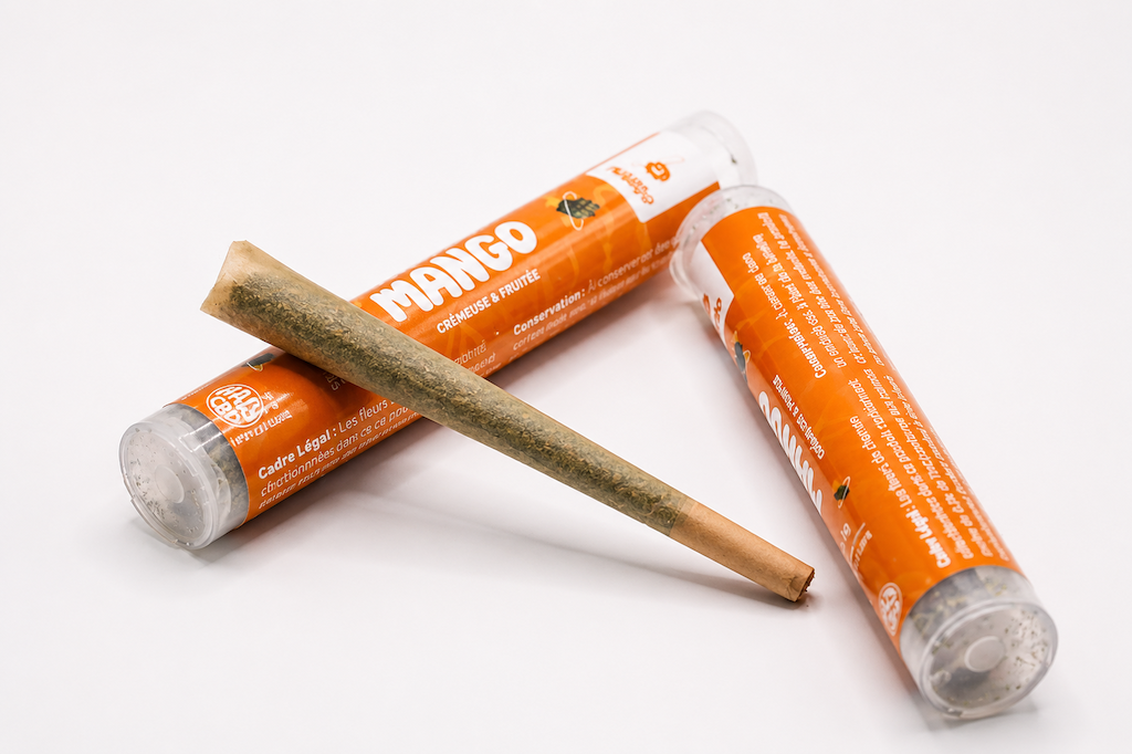 Pré-roll Mango CBD avec deux étuis orange