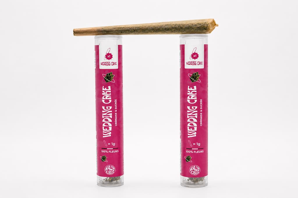 Pré-roll Wedding Cake CBD avec deux étuis CBD