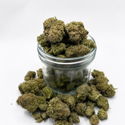 Fleurs CBD Snow Flakes Indoor Premium dans un pot en verre